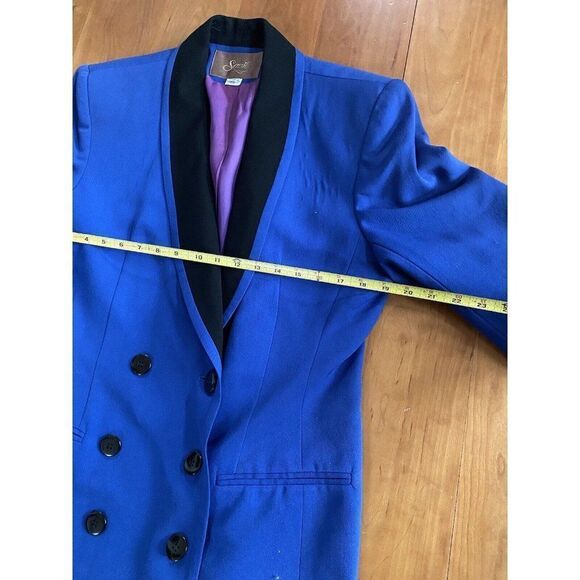 Vintage Saville Suit Womens Skirt Set Blue Wool Blend 12 Double Breasted - Picture 4 of 10